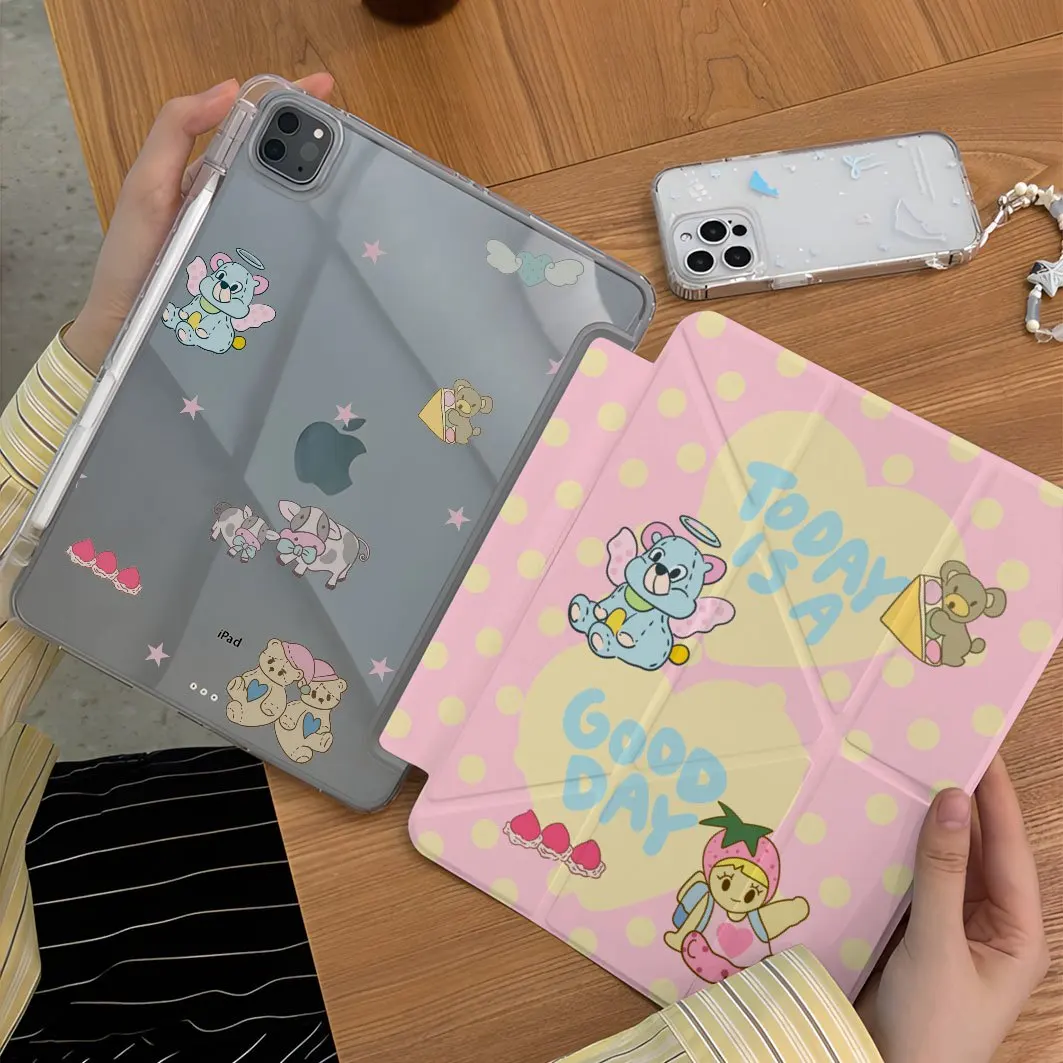 

Новый чехол для планшета Bear Strawberry Pink для iPad Pro 11, 12.9, 13 дюймов, M4, M5, а также для iPad 9.7, 10.2 (5/6-го поколения), 7/8/9, 10, 11-го поколения, Mini, Air 3, 4, 5, 6, 7.