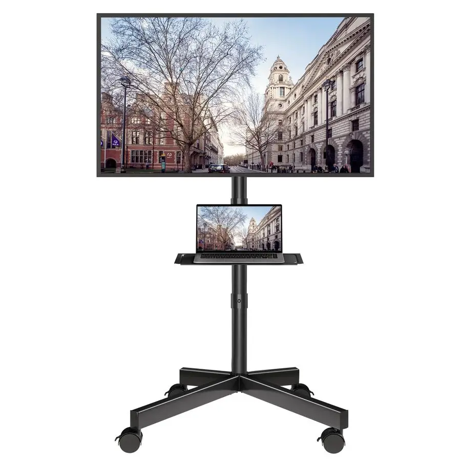 

Mobile TV Stand with Tilt, Rolling TV Stand on Wheels for 2360 Inch LED LCD TVs, Portable TV Cart with Adjustable Media Shelf fo