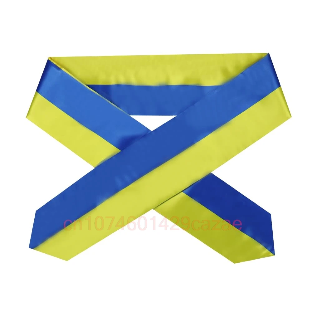 Ukraine Flag 180*15CM Graduation Sash Stole Scarf Double Sided for Study Aboard International Class Of 2024