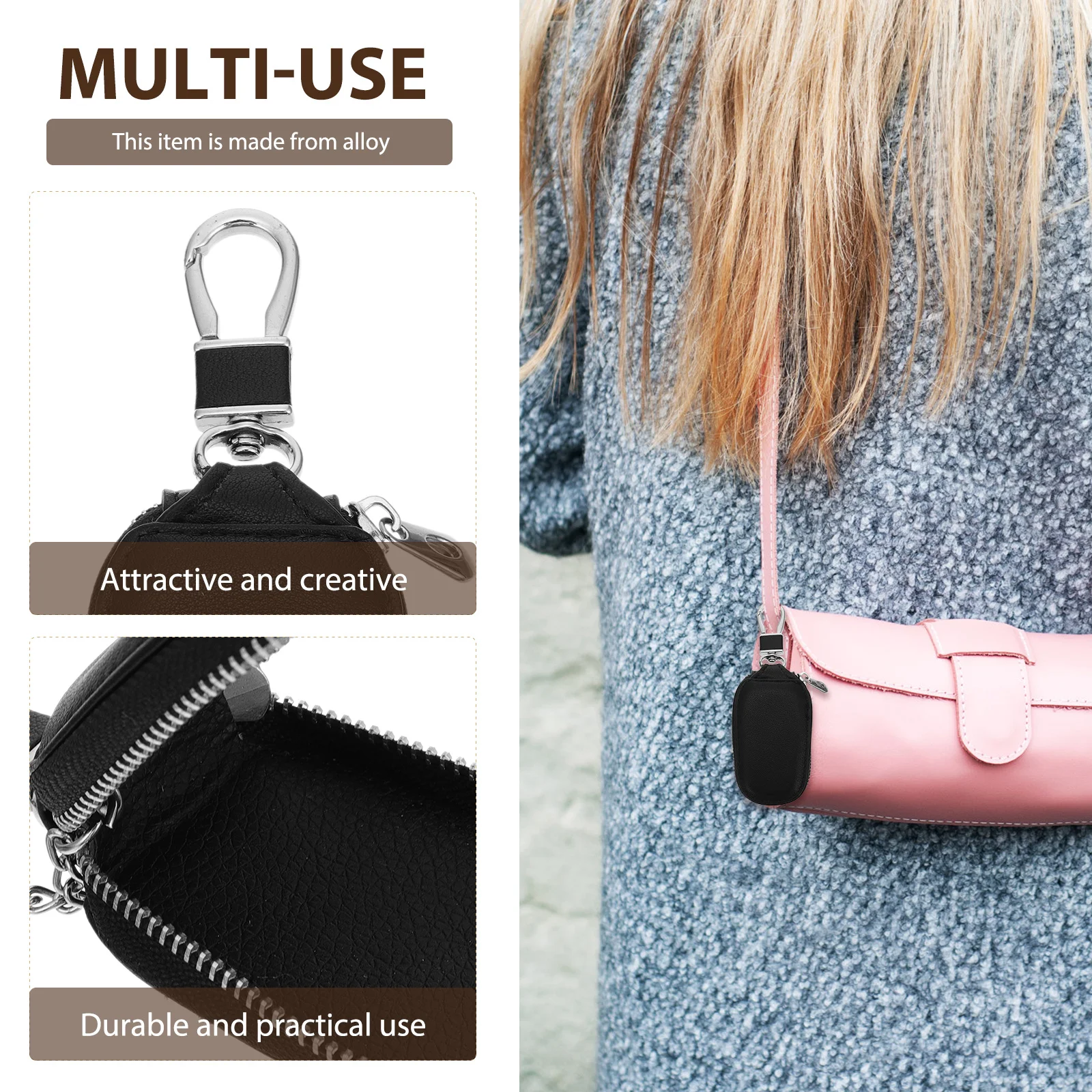 

1Pcs Car Key Case Zinc Alloy Zipper Storage Bag Portable Vehicle Key Organizer Holder Store Pouch Safe Protection