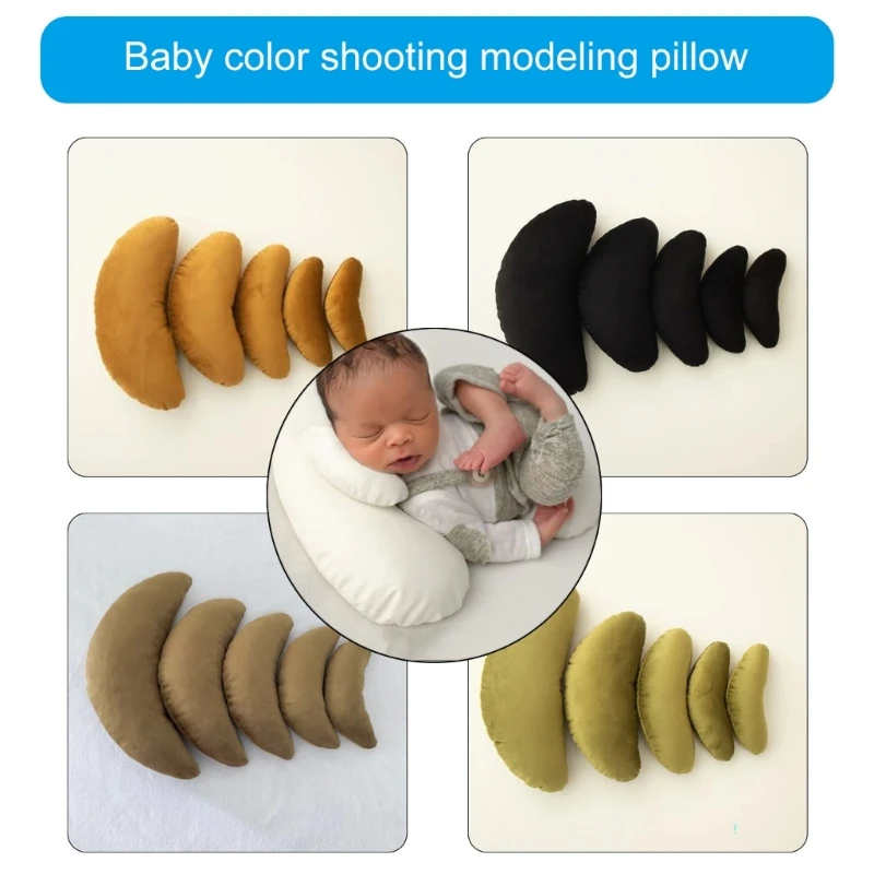 Q0KB Soft Polyester Newborn Photography Pillows 5 Size Colorful Pad Cushions for Baby