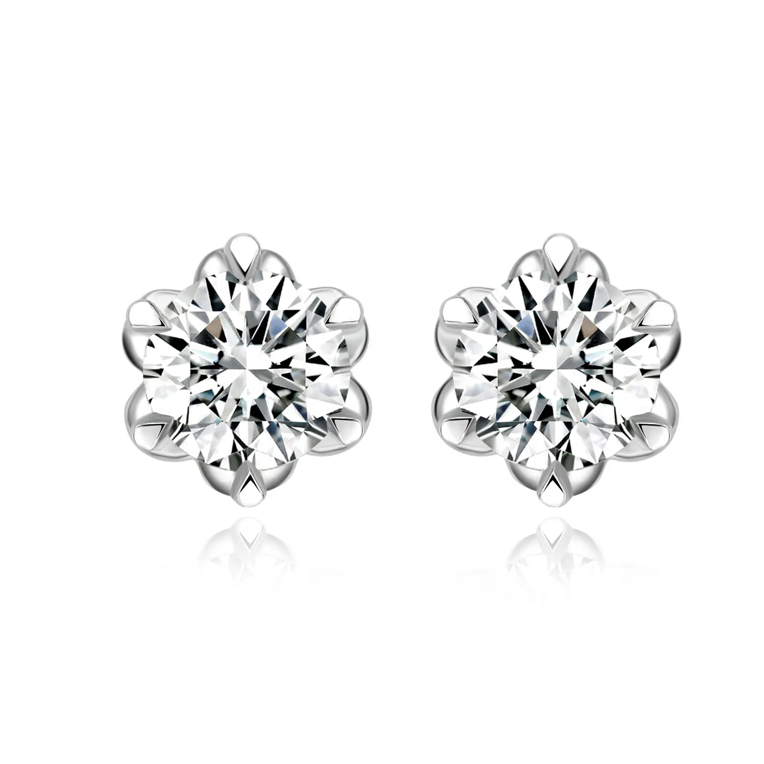 IGI-pendientes de tuerca de diamante cultivados en laboratorio, joyería fina de oro blanco de 18 quilates, flor, boda