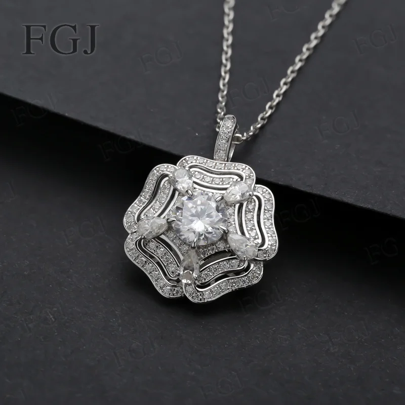 1 Carat Moissanite Matching Ring Pendant Set S925 Sterling Silver for Women Engagement Wedding Xmas Birthday Gift Fine Jewelry