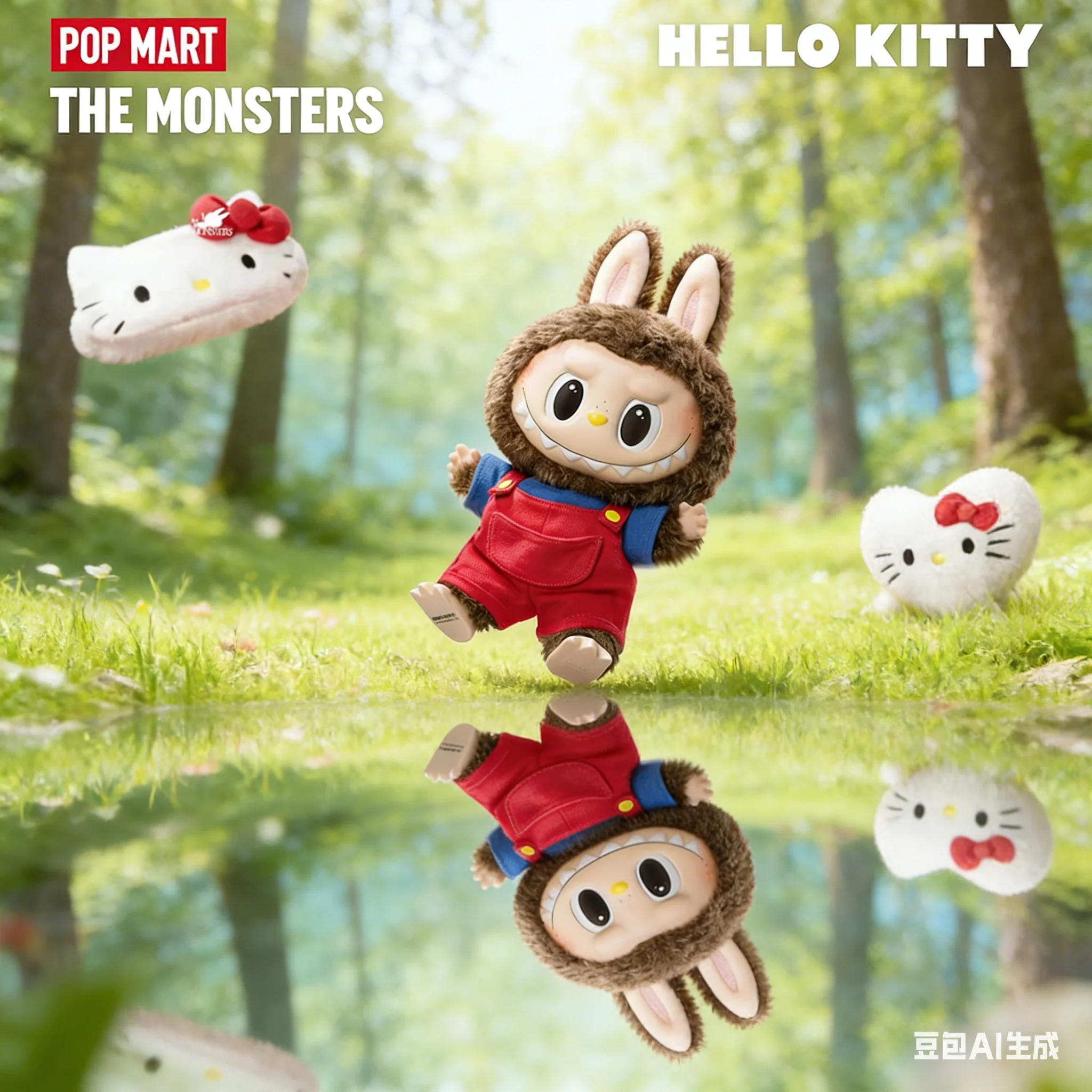 

Popmart Labubu the Monsters X Hello Kitty Vinyl Plush Doll Blind Box Cute Anime Figure Collectible Desktop Ornament