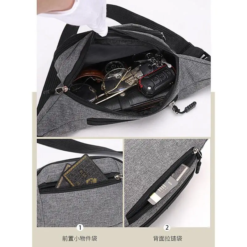 Crossbody Man Fashion محفظة الهاتف المحمول عادية متعددة الوظائف سستة مقاومة للاهتراء مقاوم للماء حقيبة تخزين بكتف واحد #4