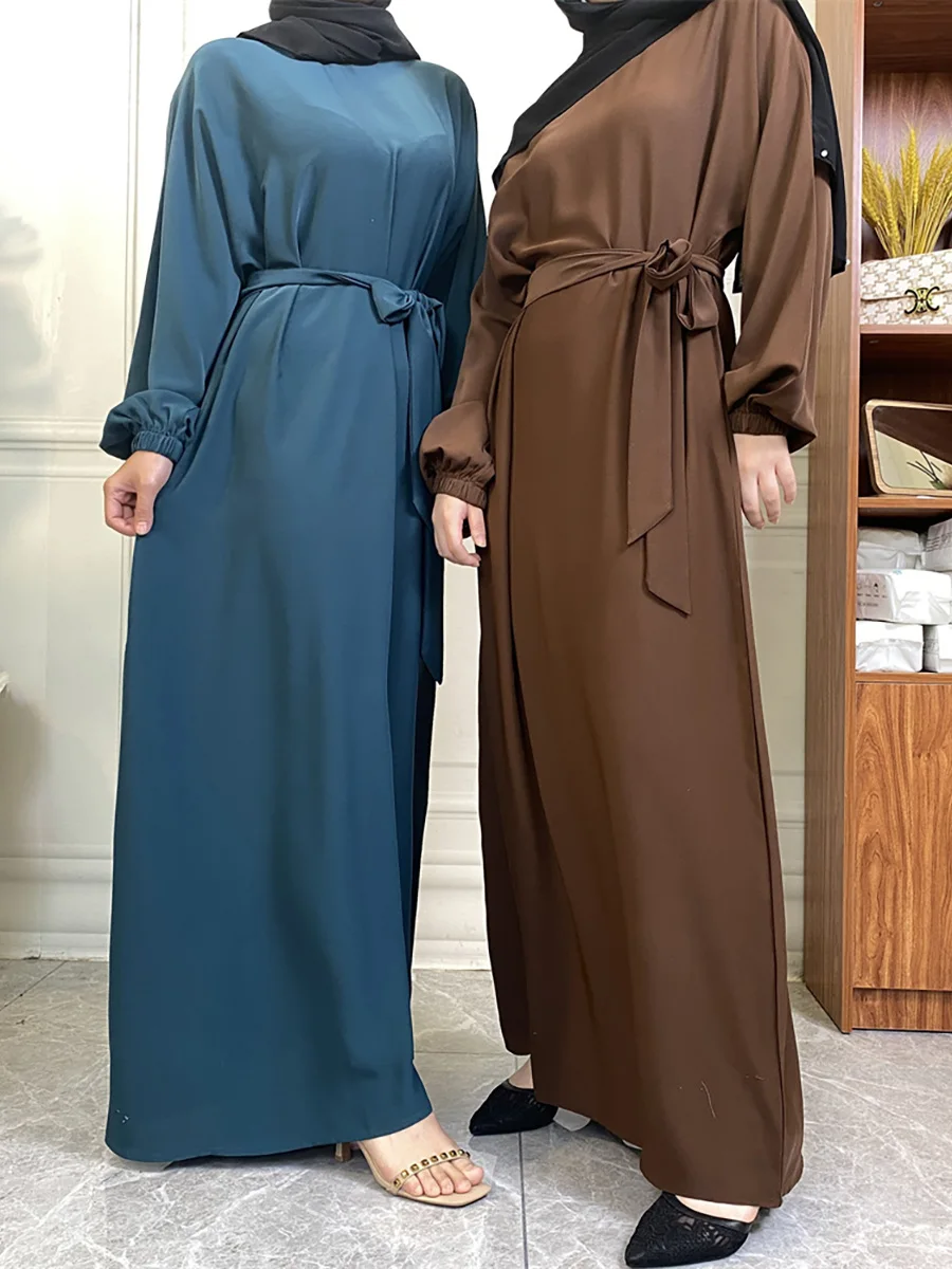 حار سيلي أسلوب بسيط فساتين مغربية قفطان تركيا بلون الخليج عبايات المرأة الإسلامية فستان طويل مسلم السعودية رداء رمضان 20