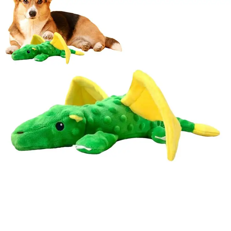 Dog Plush Toys Cute Plush Dinosaur Shape Squeaky Toys Chewable For Dogs Bite Resistant Dog Stuffed Toys Multifunctional