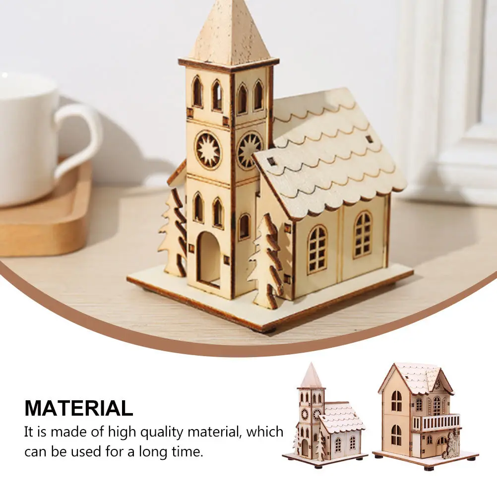 

2Pcs Luminous Cottage Decor for Christmas Tabletop Ornament Stylish Living Room Office Decoration Xmas Gift Tabletop Adornment