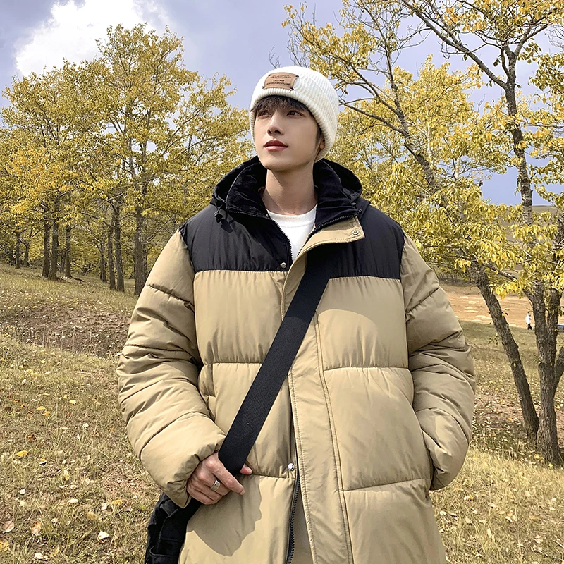 

Thiened down Cotton Jaet for Men Winter New Sle Warm Youth Casual Faionable Hooded Cotton Coat Teenage Boys Sli
