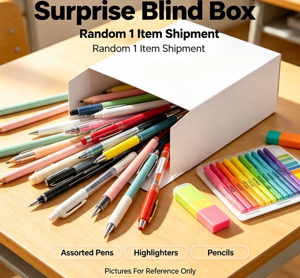 Back To School Stationery Surprise Mystery Box Random Single Assorted Pencils Pens Highlighter Writing Supplies Blind Package