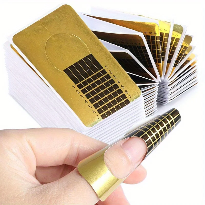 

100 pieces square gold nail paper holders phototherapy nail crystal nail extension paper holders 2030