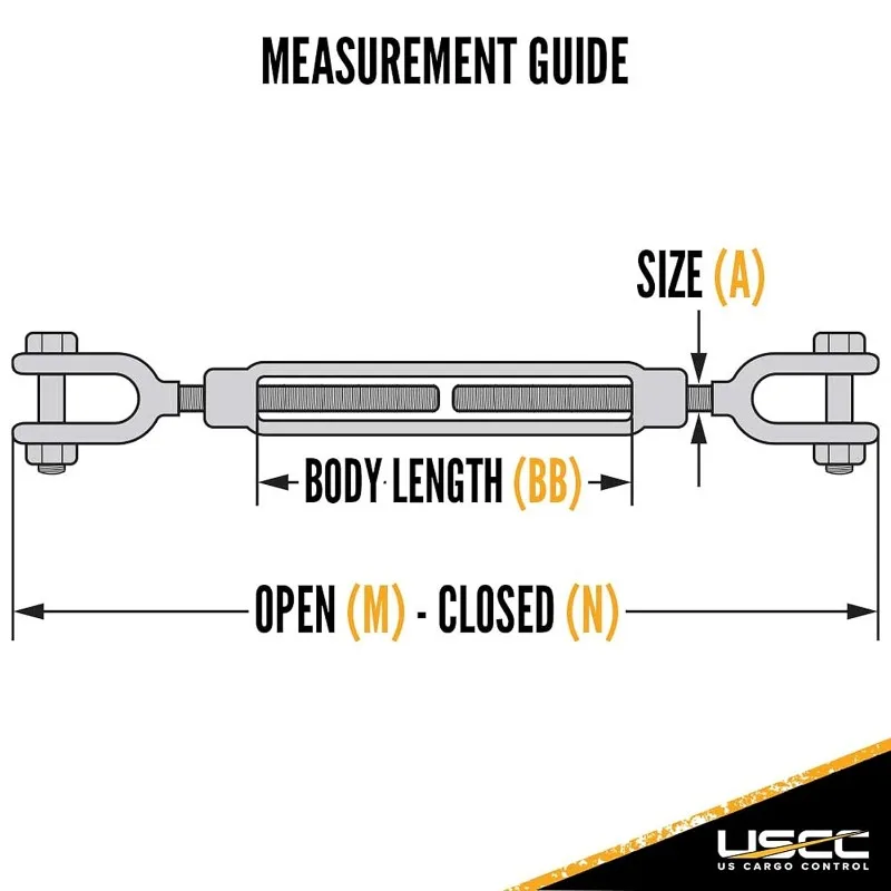 US Cargo Control Galvanized Jaw and Jaw Turnbuckles (25-Pack),1/2Inx6In, 2,200LBS Work Load Limit,Only Straight or in-Line Pulls