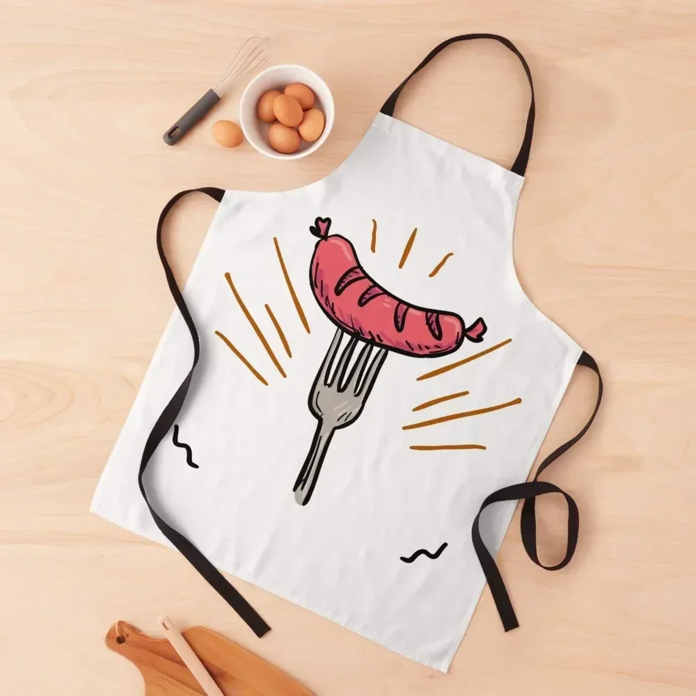 Barbacoa Sausage Hand Drawn: Nobody Sausage Apron Salon Women's Dresses Goods For Home And Kitchen cookings for women Apron