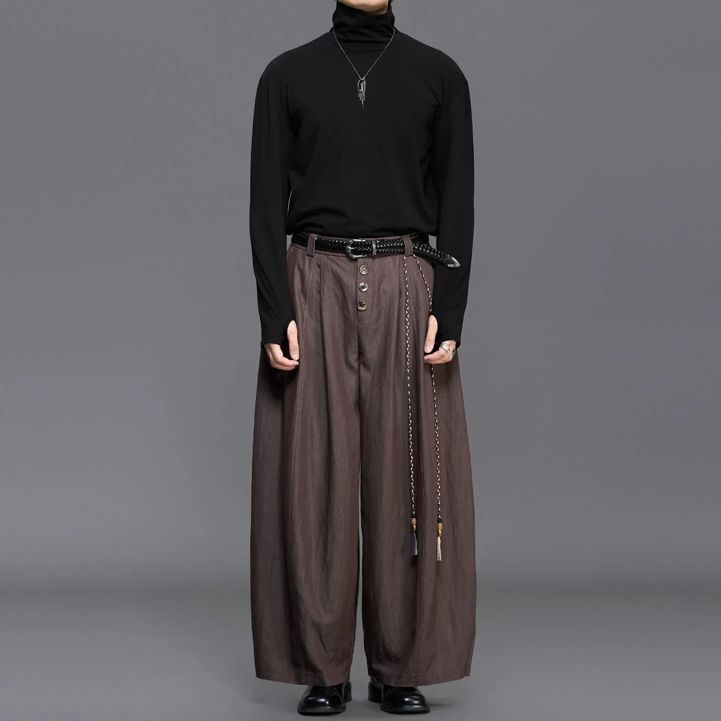 2026 Autumn Japanese Retro Coffee Color Designer Cut Balloon Pants Men Women Loose Straight Radish Bloomers