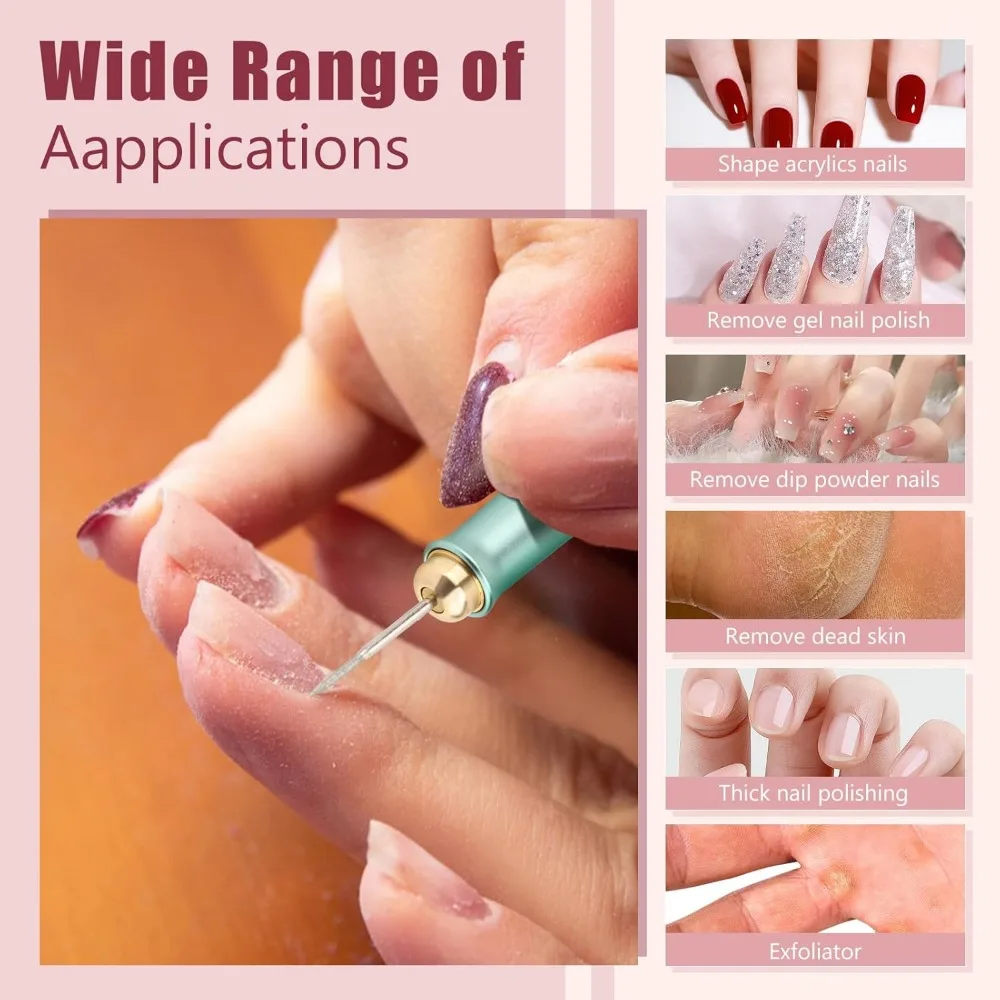 Cordless Electric Nails Drill Filer Set, Professional Manicure Pedicure Kit with Bits for Acrylic, Portable Electric Files & Bu