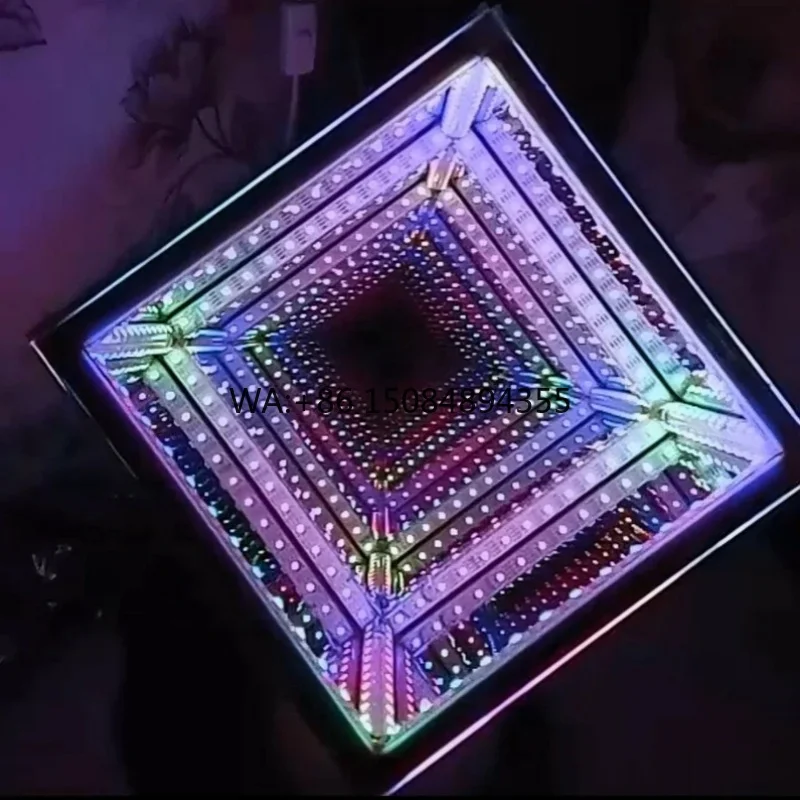 Led Infinity Mirror Tunnel Art Decor 3D RGB Mirror Wall Hanging Lights for Festival Party Decoration