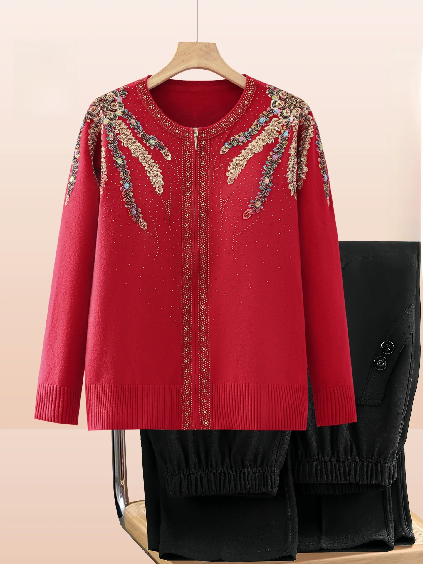 

Ele round Ne Embroidered Knitwear Spring Faion Thin Sweater Jaet Zipper Cardigan Lightweight ly Women's Top