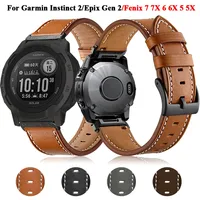 22 26mmQuickfit Leather Smart Watch Strap For Garmin Epix Gen 2 Instinct 2 Fenix 7X 7 6X 6 Pro 5 5X Plus MK2i Bracelet Watchband