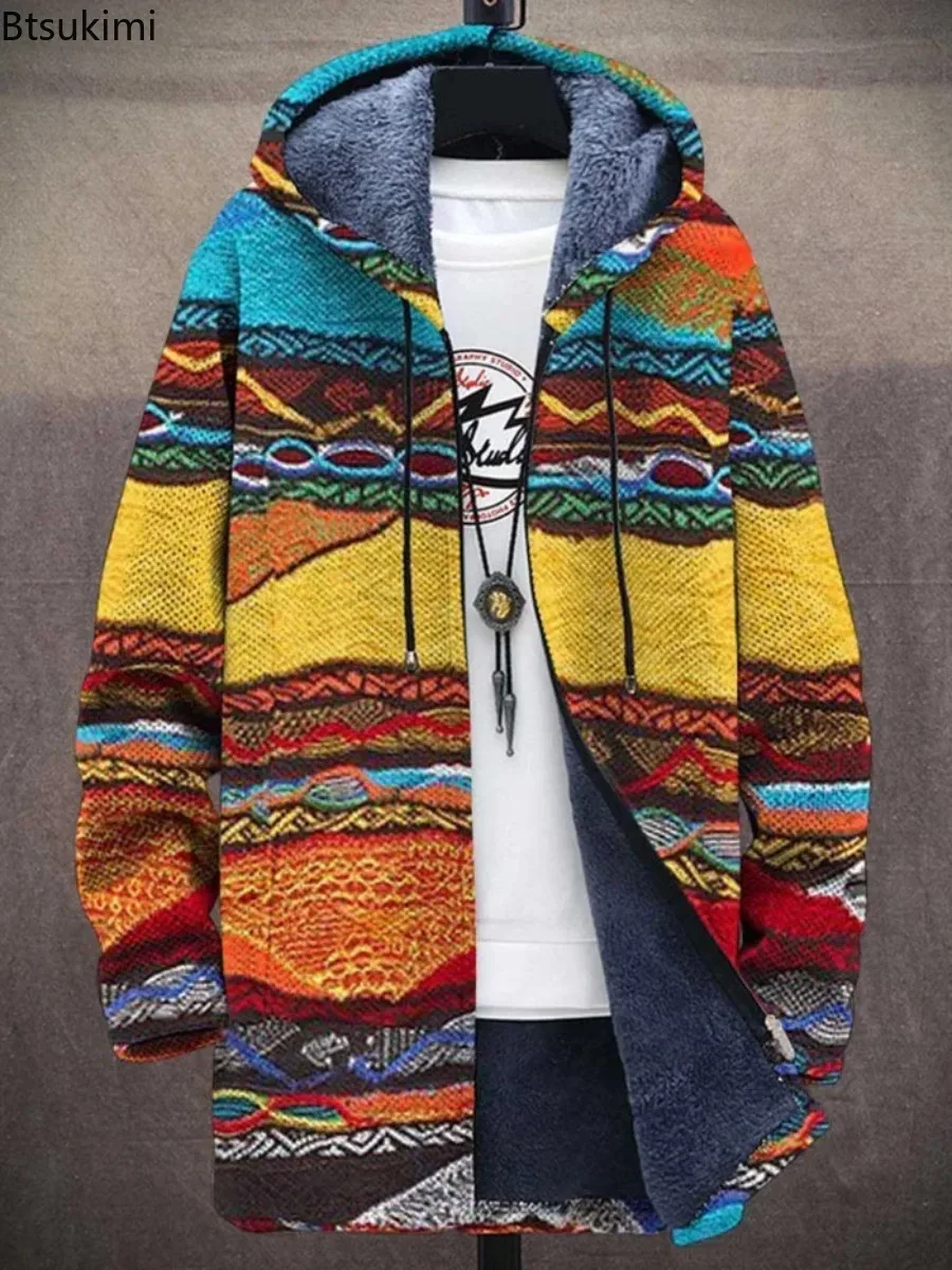 

Men Jackets Coats Cute Cats Kitty Printed Zipper Cardigans Cozy Art Graphics Plush Thick Winter Warm Casual Streetwear Clothing