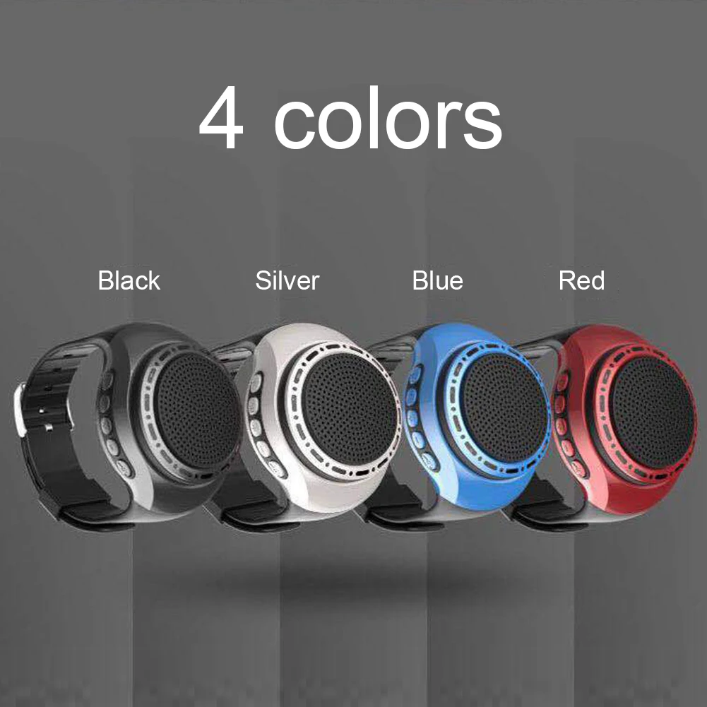 New U6 Wrist Watch Bluetooth Speaker With FM Radio Portable Outdoor Sports Running Wearable Mini Speaker Wireless Subwoofer