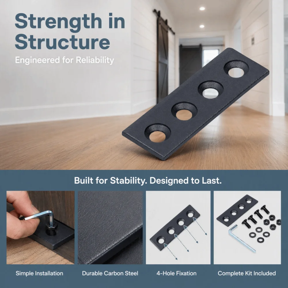Black Track Splicing Plate Carbon Steel Easy Install Barn Door Track Connector Sliding Door Hardware Kit Sliding Hanging Rail