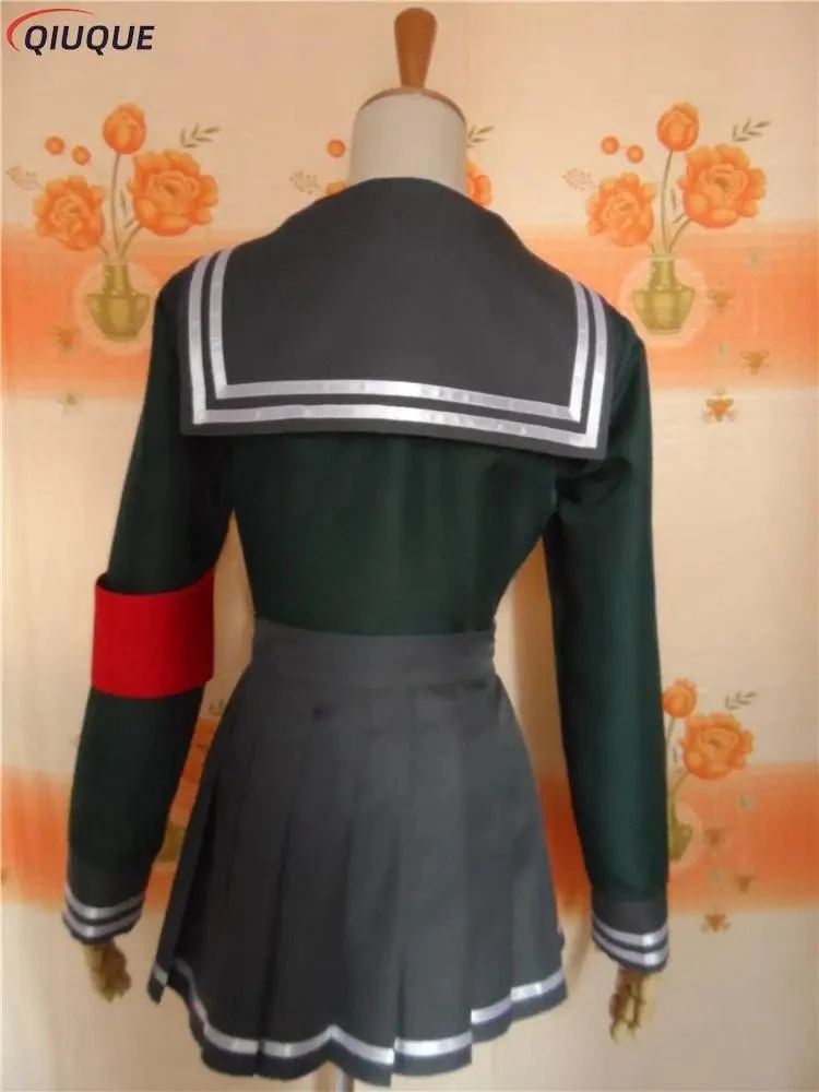 Disfraz de Cosplay Super Danganronpa 2 Peko Pekoyama, peluca, gafas, vestido de marinero para mujeres y niñas, uniforme de estudiante escolar JK personalizado