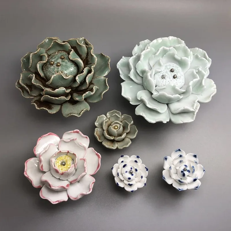 1pcs Creative Ceramic Knobs Cabinet Drawer Pulls Flower Shape Door Handle Cupboard Handles Furniture Accessories Hardware