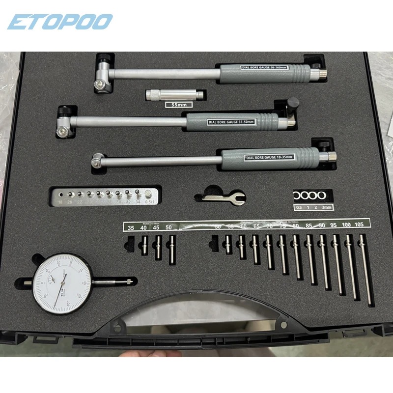 3pcs/set Inner Diameter Gauge Measure Range (18-160mm) in Oversized Black Plastic Box Inner Diameter Dial Gauge Cylinder Gauge