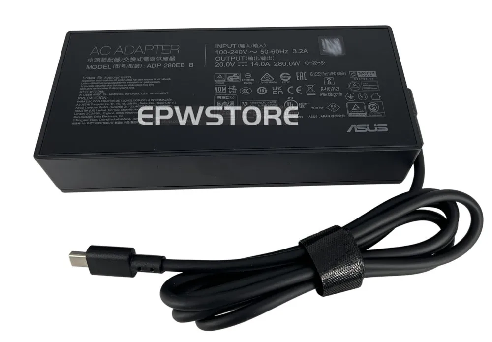 

Зарядное устройство переменного тока 280 Вт, 20 В, 14 А для ASUS TUF Gaming F16 (2025) FX608JPR FX608JMR