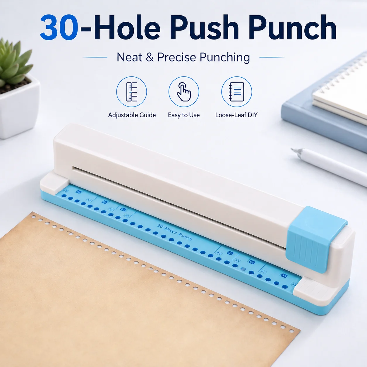 Binder A4 Lever - 30 Hole Push Paper Puncher for