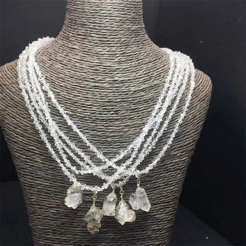 

s925 Natural Herkimer Diamond Quartz Flower Pendant Reiki Healing Stone Fashion Jewelry Gift For Women Men