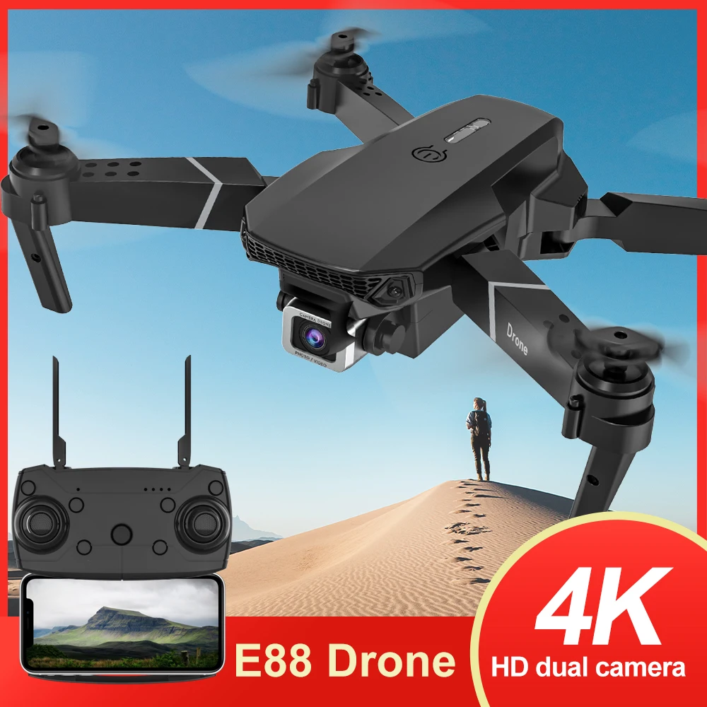 Drones with Camera HD 4k UAV Aerial Photography Dual Camera Folding Aircraft E88 Remote Control Fixed Height Quadcopter Toy