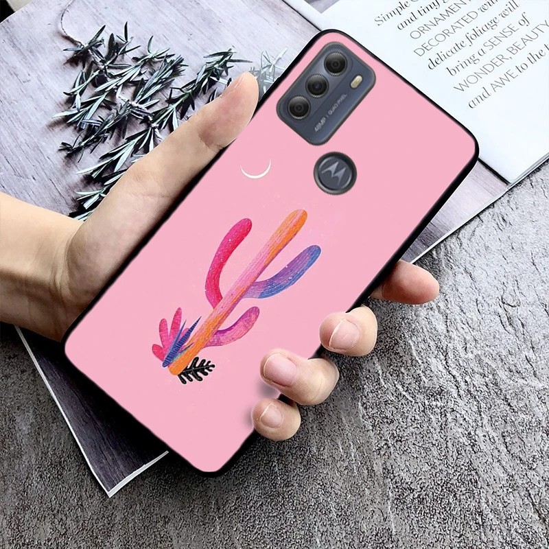جراب هاتف لهاتف Moto G85 G55 G05 G14 G75 G31 G50 G10 G20 G30 G60 G13 G32 G84 G54 G53 G72 G24 زهرة الصبار القوية