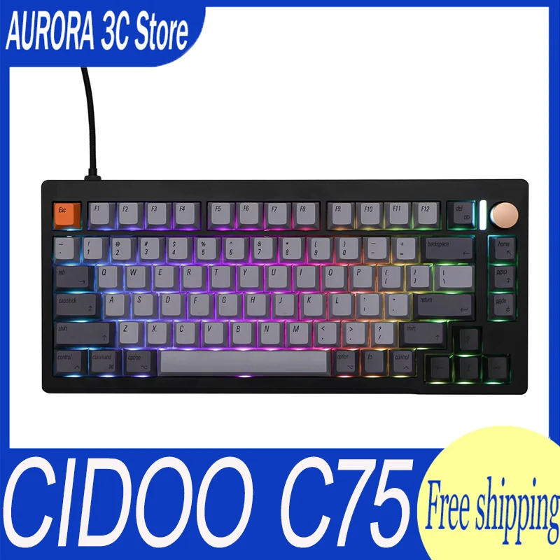 CIDOO C75 Mechanical Keyboard 75% USBC Wired Gasket Structure Hot Swap Magnetic switch aluminium alloy RGB for Win/Mac accessory