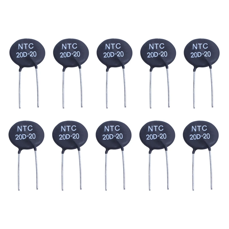 10X 20D-20 NTC Thermistor For Limiting Of Inrush Current Of Power Supply Ballast CFL,Black