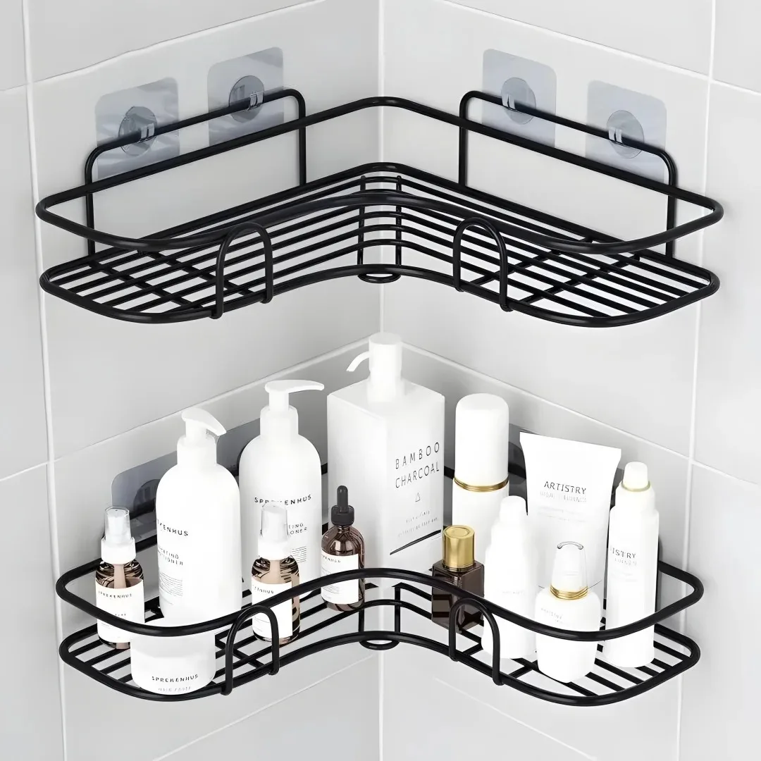 Toiletopbergrek Badkamerplank Geen boor Hoekplank Douche Wandmontage Plankbeugel Badkameraccessoire Organisator Shampoo