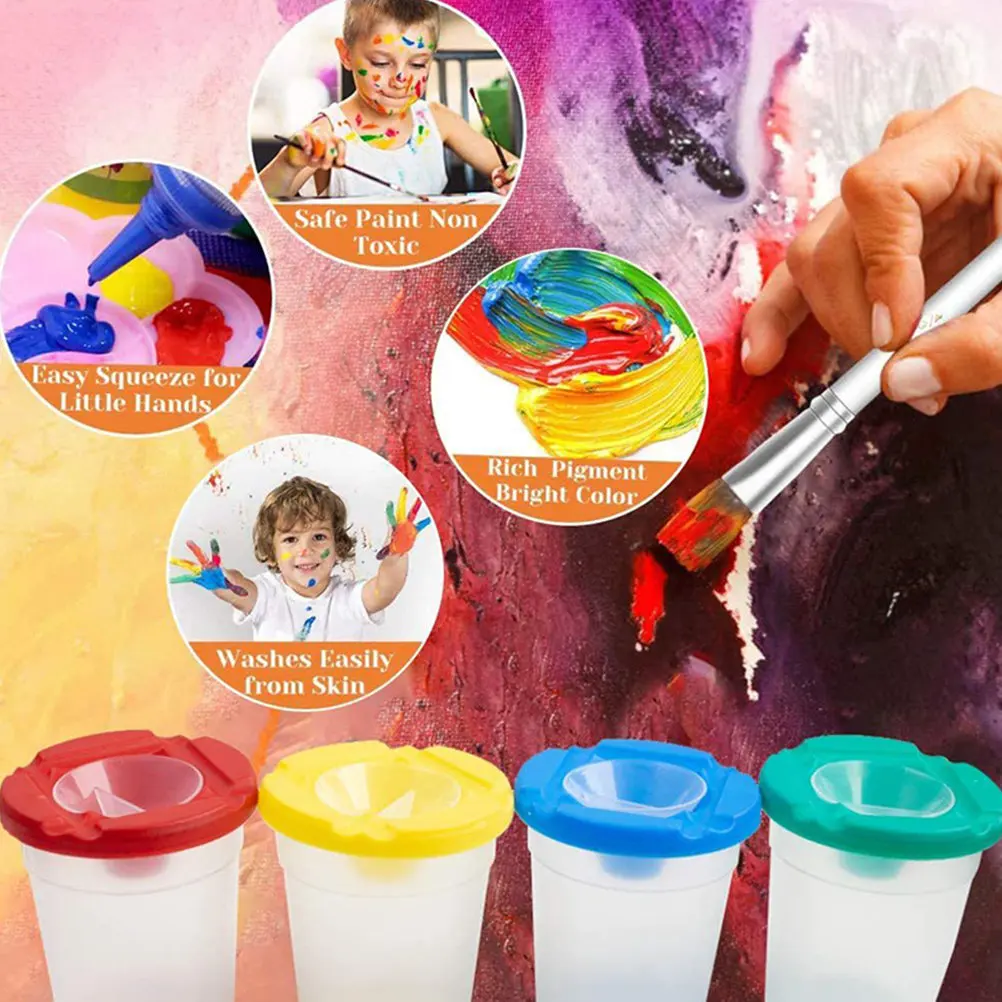 1Set Kids Paint Brush Kit Comfortable Grip Smooth Handle Painting Tools for Children Students Watercolor Drawing Art Craft DIY