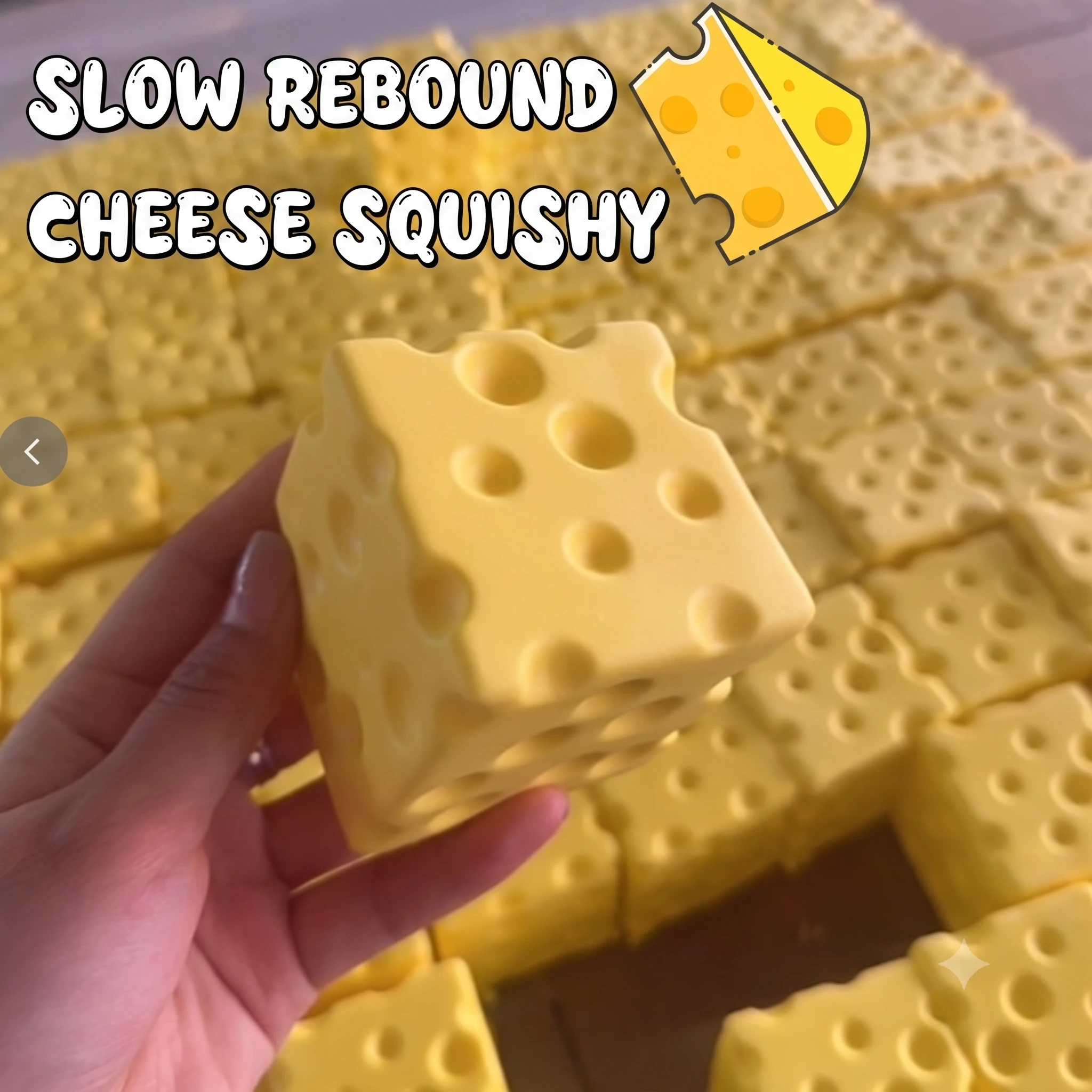 1PC Cube Cheese Squishy Slow Rising Stress Relief Toy Super Soft Squeeze Fidget Prank Toy Realistic Simulation Cheese Block