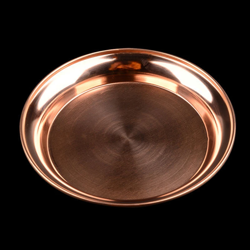 7pcs Pure Copper Tribute Plate Brass Auspicious Luster Tibetan Plate Collection Buddhist Fruit Saucer Home\'s Gift Decorative