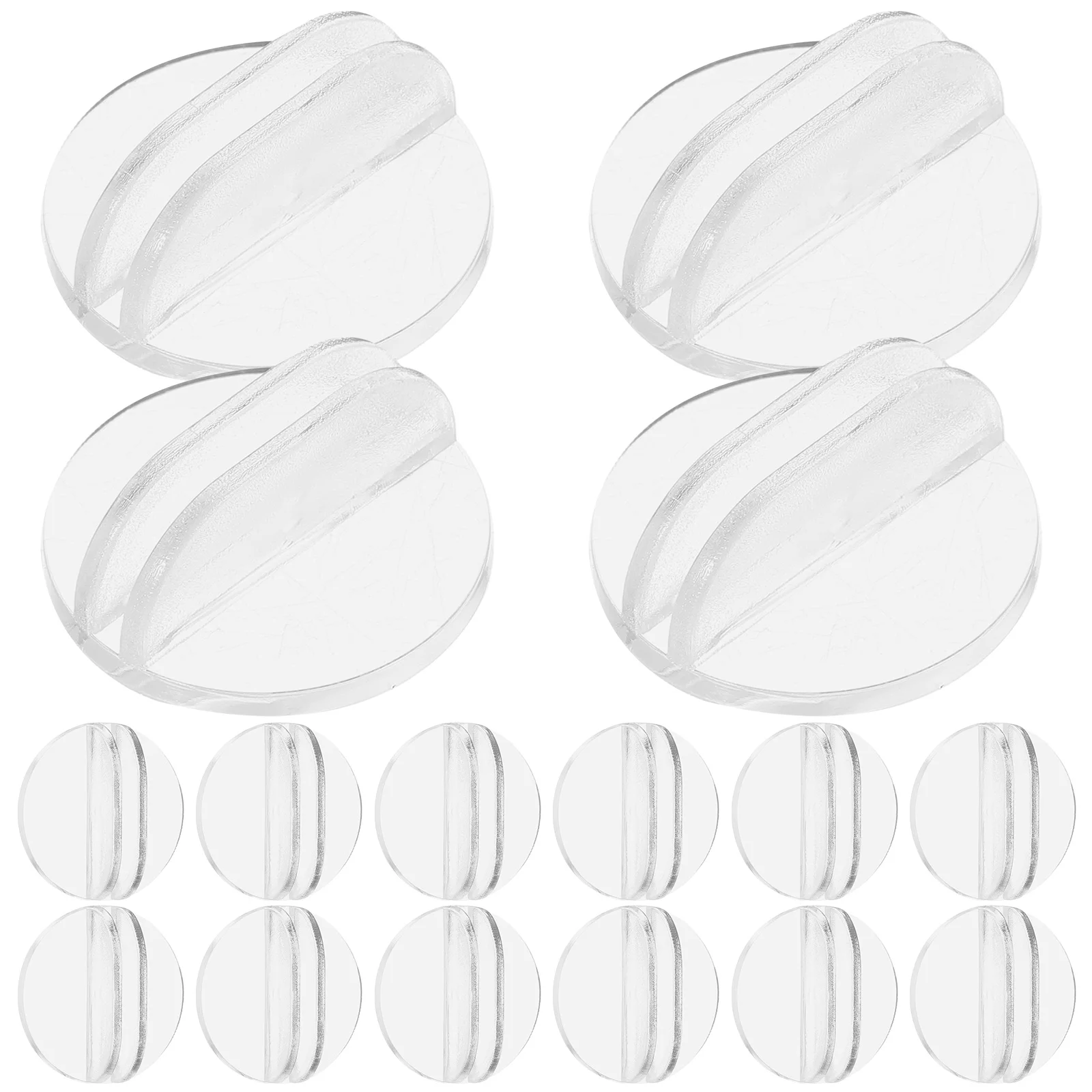 

100pcs Round Card Holders 24x10mm Thick 2mm Transparent Resin Plastic Game Accessories Table Display Place Cards Stand