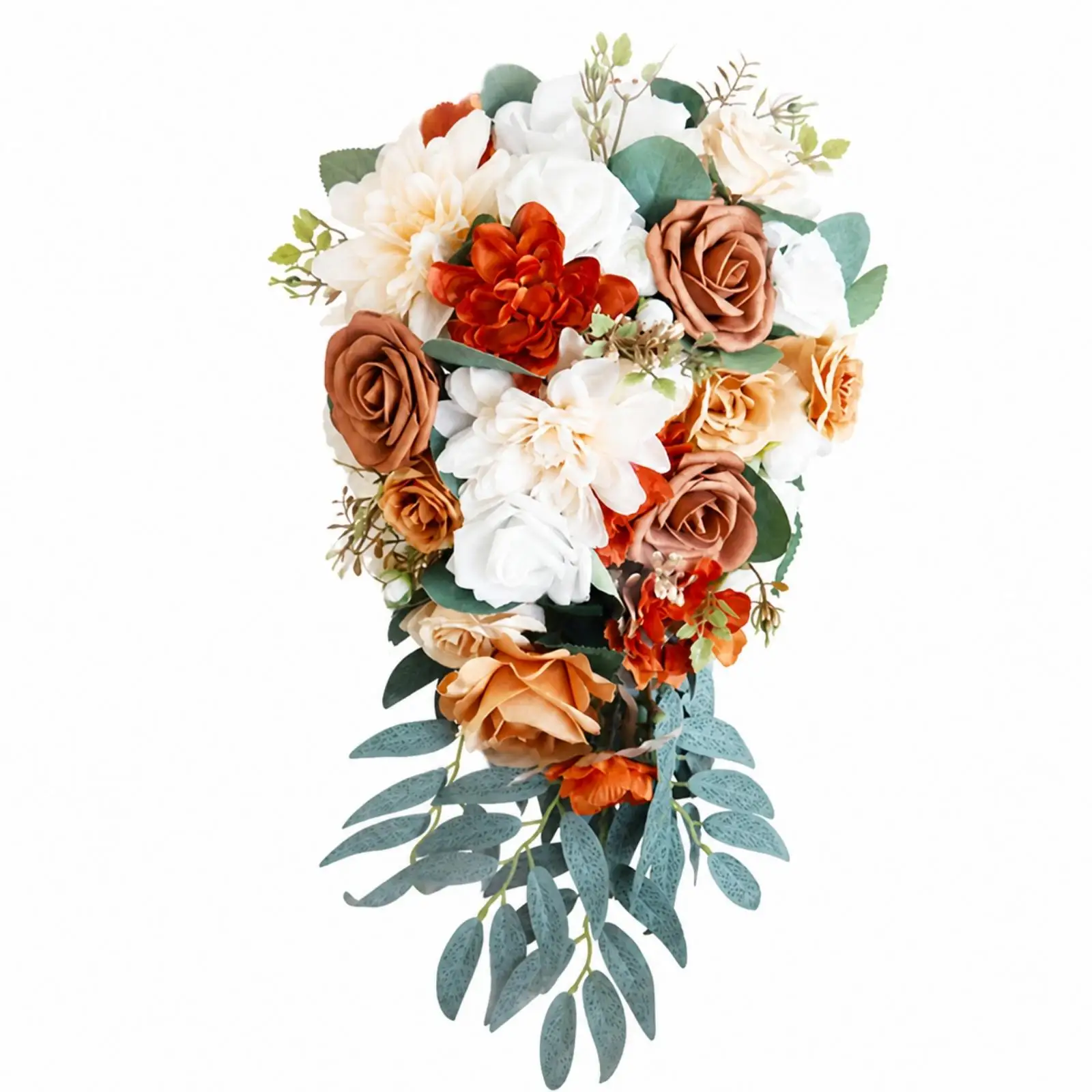 Artificial Bridal Arm Bouquet Silk Rose Coneflower Design with Ribbon Trail for Wedding Photography Engagement Party Decor