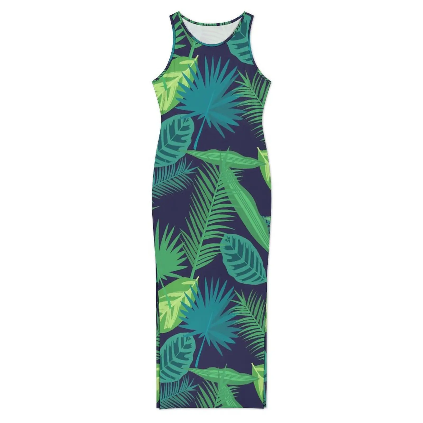 Women Plant Leaf Print Dress Tropical Palm Street Style Bodycon Dress Holiday Club Party Maxi Dresses Pattern Oversized Vestidos