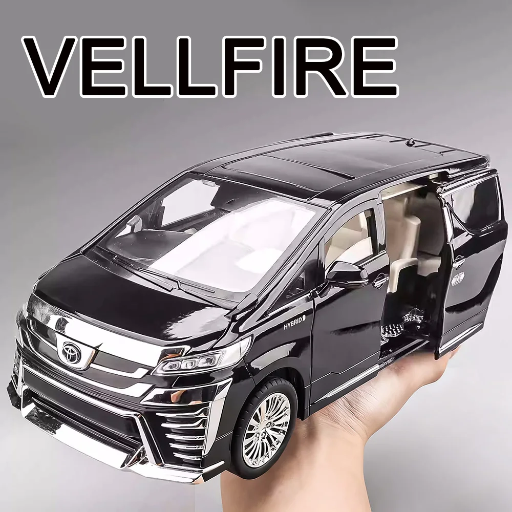 1:18 Toyota Vellfire Cars Models Alloy Diecast Toys 6 Doors Opened Miniature Vehicles Wheel Pull Back MPV Kids' Perfect Presents