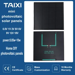 TAIXI Solar Photovoltaic Panels 3v 6V 5v 1w 5w 10w Outdoor Mini Solar Panel 12v 18v Small Solar Panel 2.5w 5.5v 9v 2v 160ma 1v