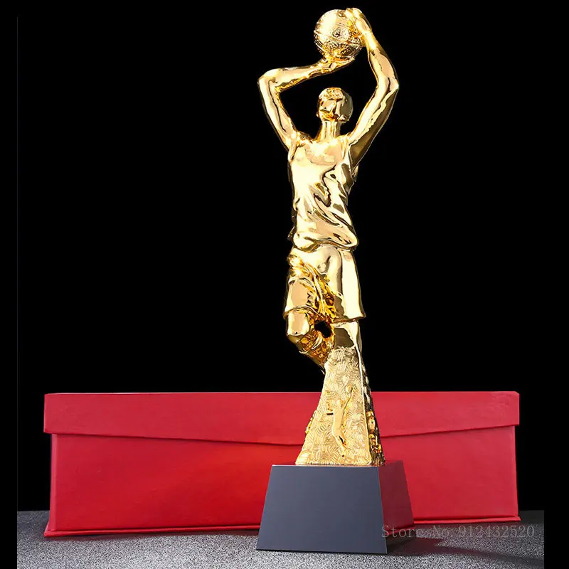 Customized Sport Resin Trophy, Basketball, Volleyball, Badminton, Marathon Golf, Table Tennis, High-Grade, Crystal Base, 1Pc