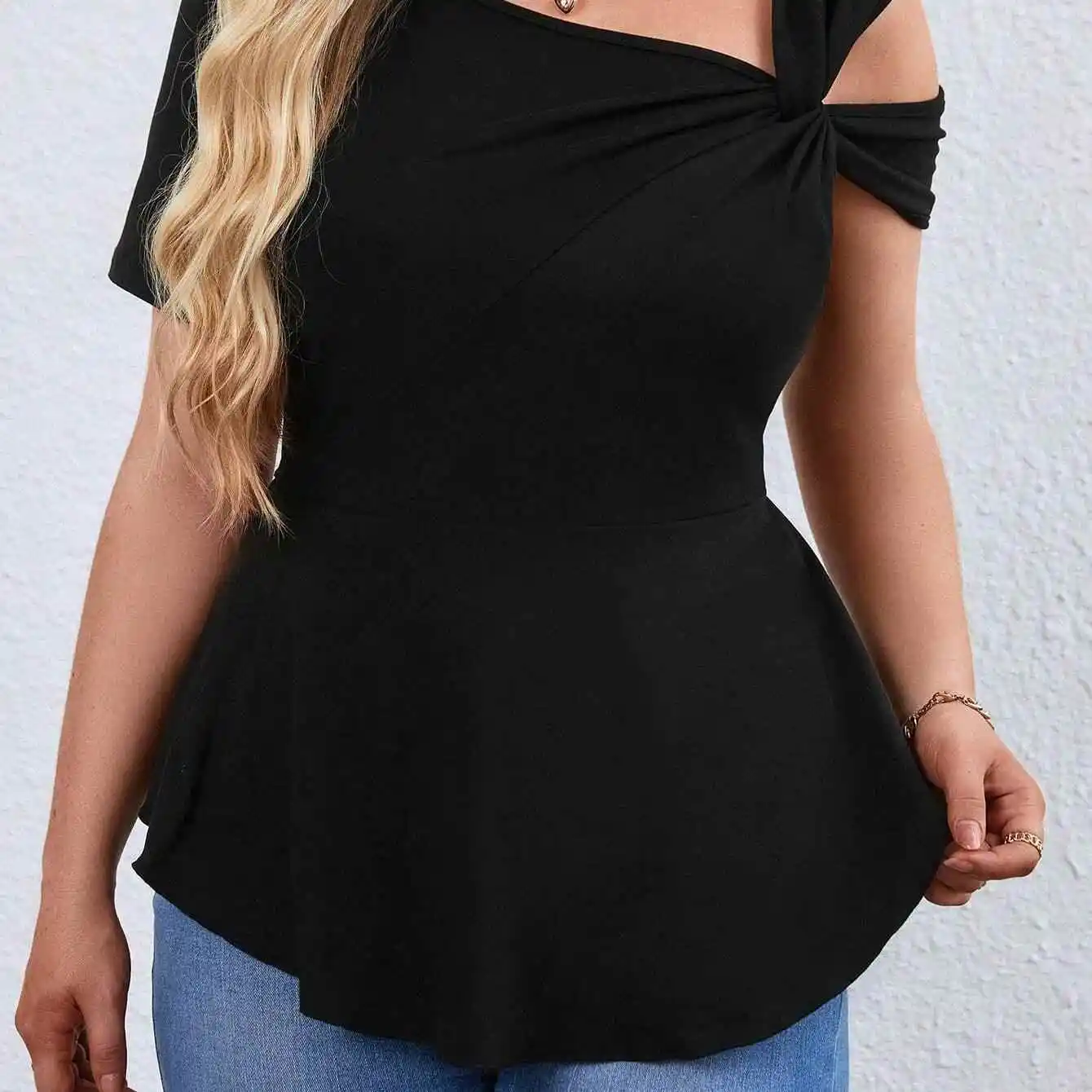 

Summer Large Size Women Sexy T-irt ort Sved Top 2024 Casual Loose Fit round Ne Print Pattern for plus Size Ladies