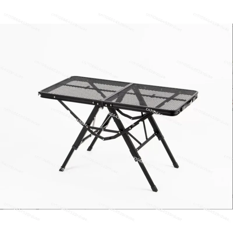 Height Adjustable Steel Mesh Folding Grill Table, Portable Metal Stand for BBQ & Outdoor Cooking