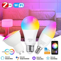 Bombilla inteligente EWelink Zigbee, lámpara Led RGB, WiFi, E27, GU10, E14, Alexa, CA 100-240V, lámparas inteligentes para Alice Smartthings