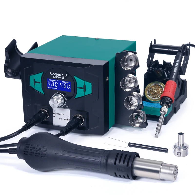 938BD+ II Soldering Iron Station Hot Air Rework with Sleep Mode °F /°C Digital Temperature Calibration Functions with Lead-free