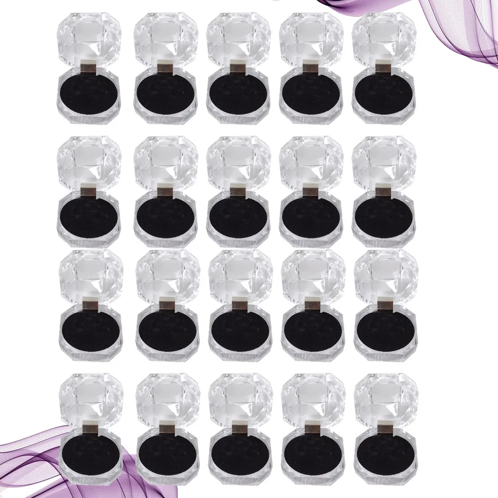 

20Pcs Octagonal Crystal Jewelry Storage Case Ring Organizer for Earrings Rings Trinkets Scratch Resistant Rings Organizer